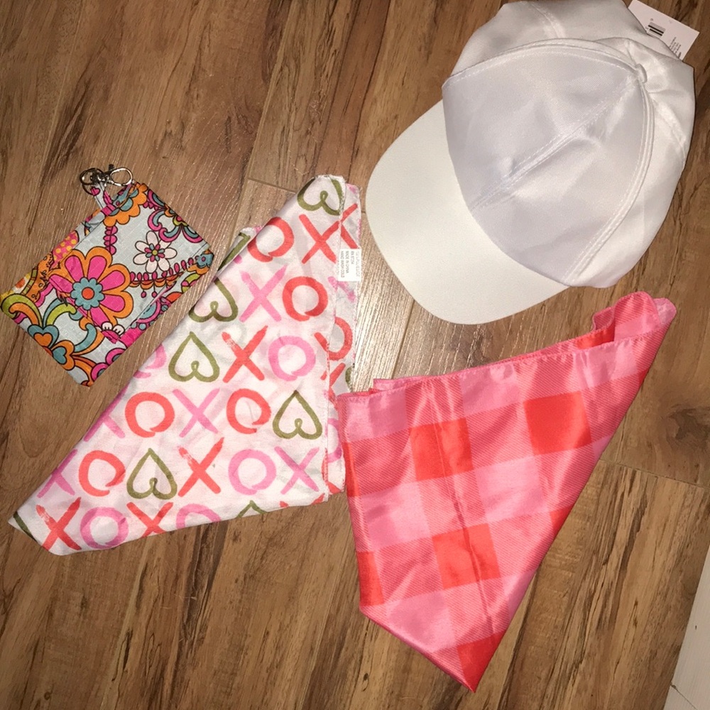 Source Unknown White Cap with Pink & Coral Bandana Set